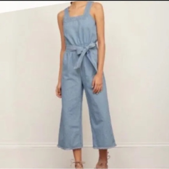 Abercrombie & Fitch Pants - Abercrombie and Fitch cropped ankle Denim Jumpsuit with tie waist size 8